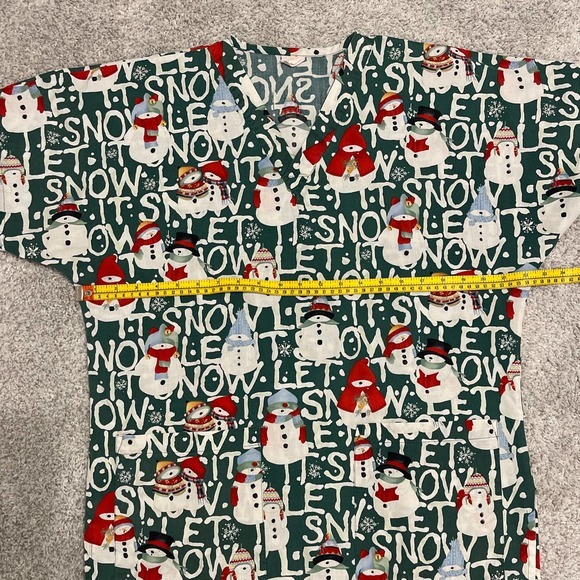 Cotton Scrubs Let‎ it Snow Print Scrub Top V Neck Medium Pre-owned - Picture 5 of 6